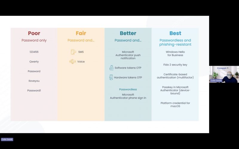 Screenshot from Passwordless Webinar